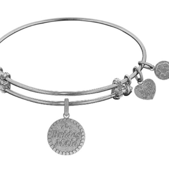 Angelica Collection Bridesmaid White Brass Bangle Bracelets (Set of 5) - Picture 2 of 5